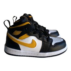 Air Jordan 1 Mid TD Black University Yellow White Toddler Sneaker Size 4c NEW